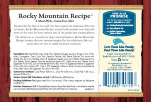 Label on Blue Wilderness Dog Food Recall