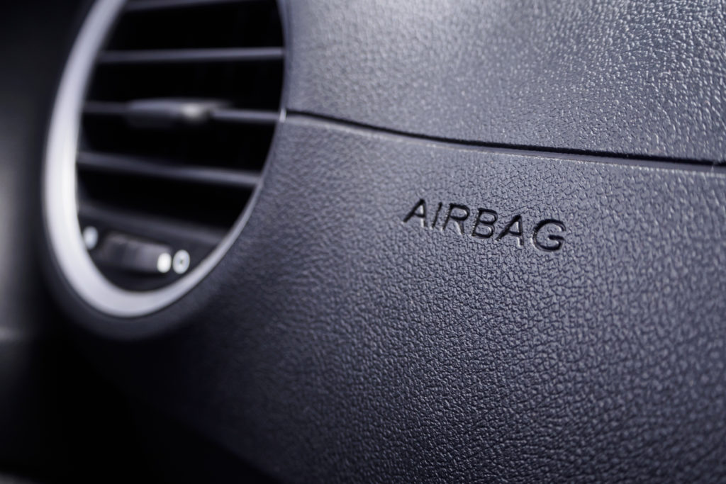 Safety airbag sign in the car