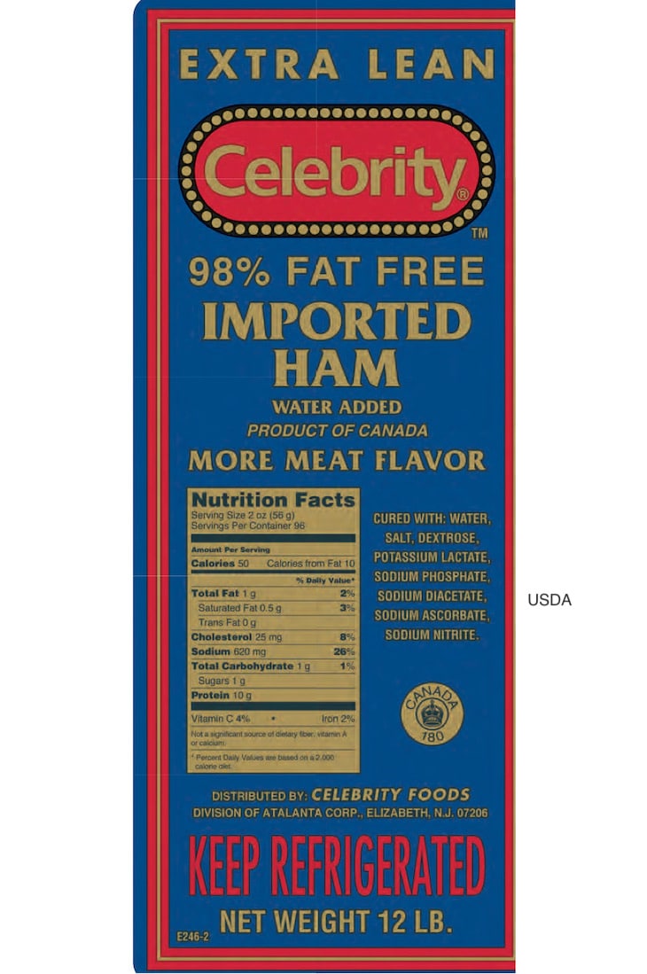Nearly 7,000 Pounds of Canadian Ham Recalled for Salmonella