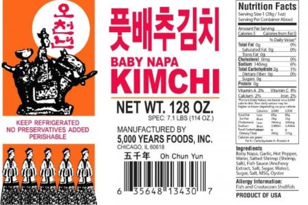 5000 Years Foods Recalls Cabbage Kimchi for Listeria Risk