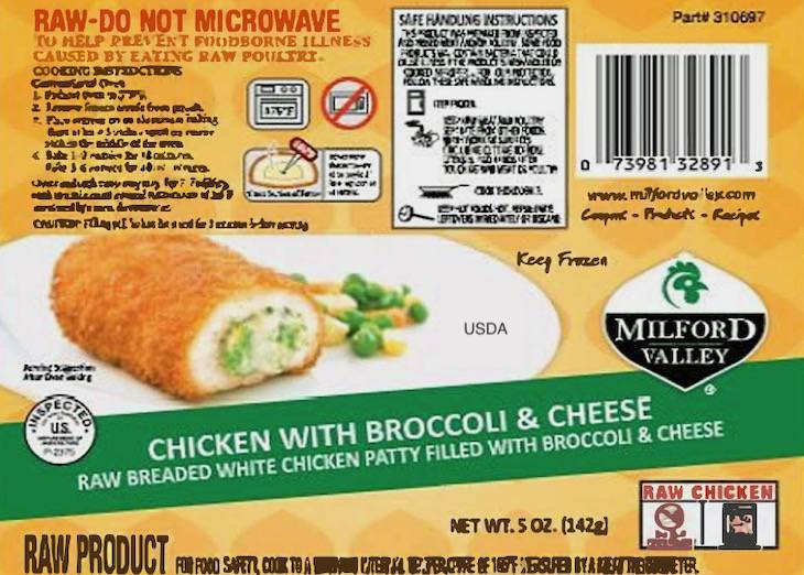 60,000 Pounds of Frozen Stuffed Chicken Recalled After Salmonella Outbreak