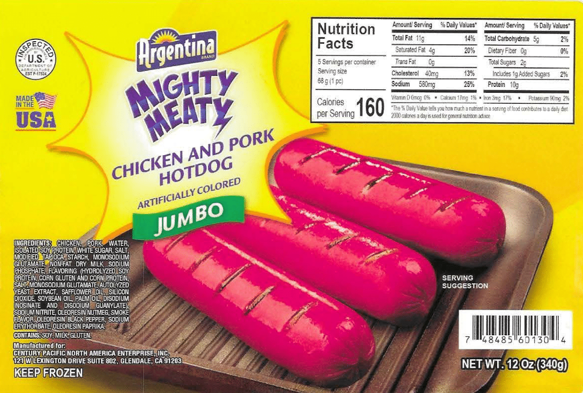 Argentina Chicken and Pork Hot Dogs Recalled for Listeria Risk