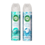 Recalled AirWick Fresh New Day air freshener in Fresh Waters (left, green and white label) and Fresh Linen (right, blue and white label) fragrances in 8oz aerosol cans
