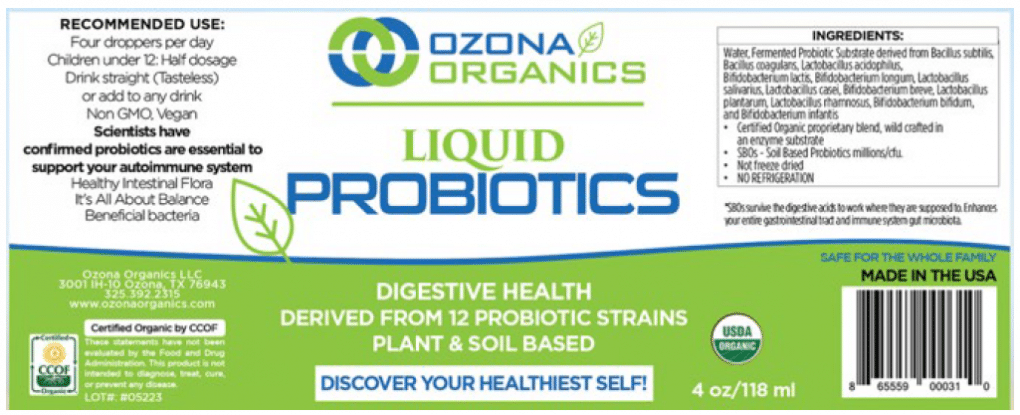 Ozona Organics Recalls Probiotics for Infection Risk